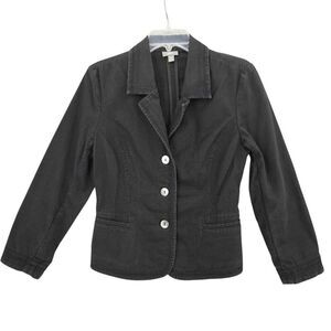 J.Jill Size 8 Black Blazer Cotton Blend Women's Jacket